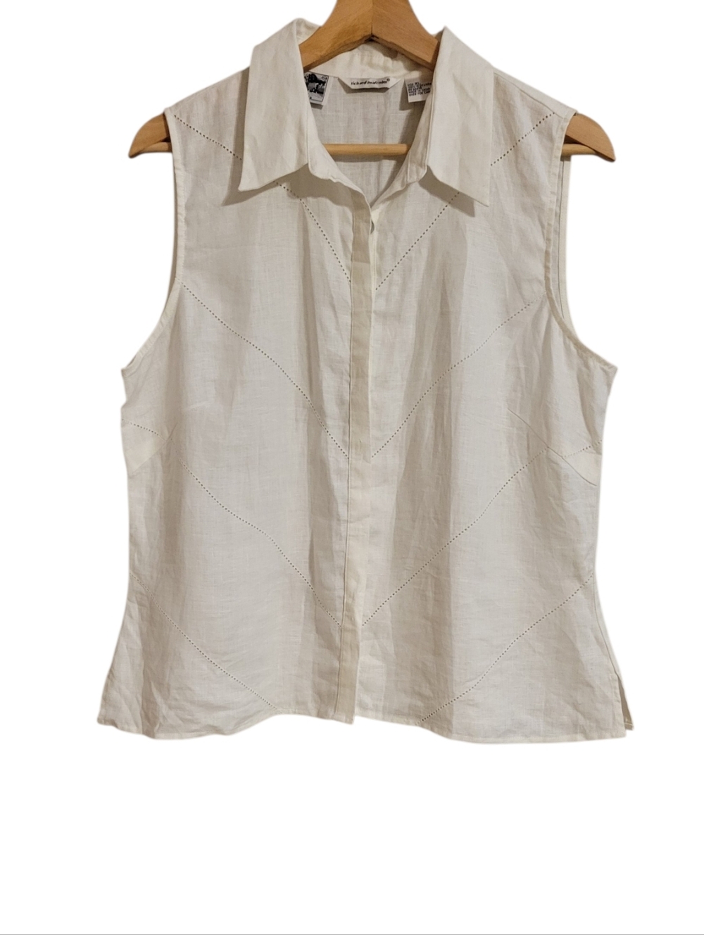 Richard Malcolm White Irish Linen Button Up Tank Top